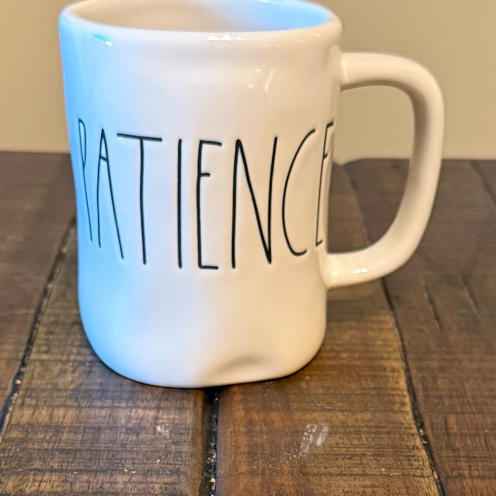 Rae Dunn White 'PATIENCE' Mug